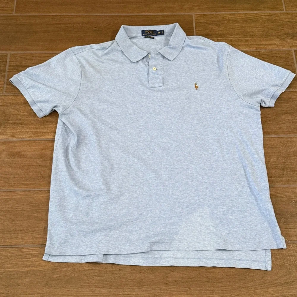 Polo Ralph Lauren Mens XXL Light Blue Pima Soft Touch Cotton Polo Shirt SS